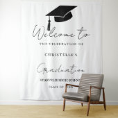 Moderne Casual Script Afstudeerfeest Welkom Wandkleed (In situ)