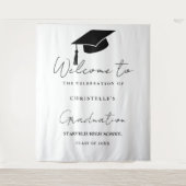 Moderne Casual Script Afstudeerfeest Welkom Wandkleed (Voorkant)