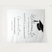 Moderne Casual Script Tweeling Afstudeerfeest Verw Wandkleed (Voorkant (horizontaal))