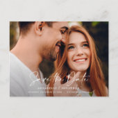 Moderne casual script zwarte typografie bruiloft aankondigingskaart (Voorkant)