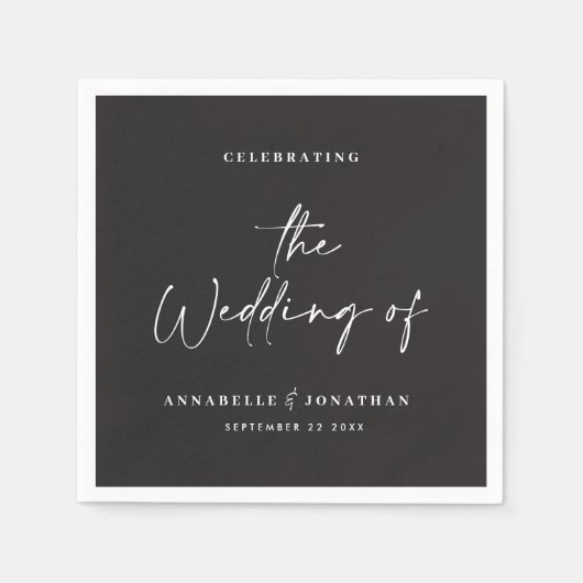 Moderne casual script zwarte typografie bruiloft servet (Voorkant)