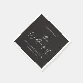 Moderne casual script zwarte typografie bruiloft servet (Hoek)