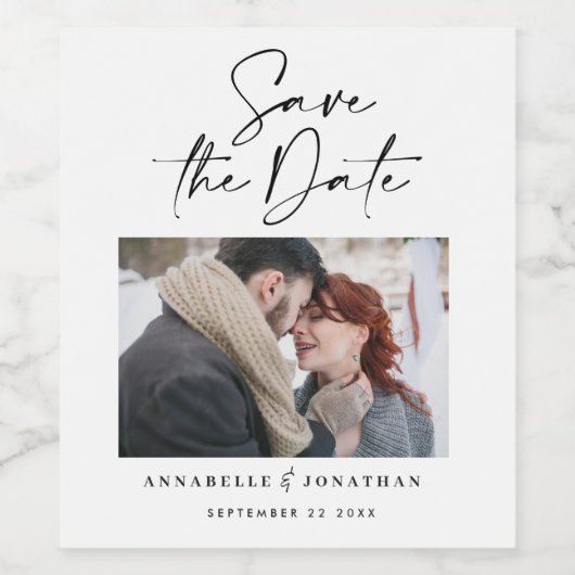 Moderne casual script zwarte typografie bruiloft wijn etiket (Enkel label)