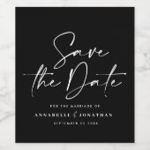 Moderne casual script zwarte typografie bruiloft wijn etiket (Enkel label)