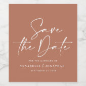 Moderne casual scriptterracotta typografie bruilof wijn etiket (Enkel label)
