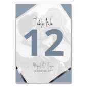 Moderne Casual Stoffige Blauwe Bruiloft Foto Kaart (Voorkant)