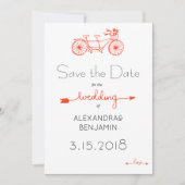 Moderne casual tandem fietsbruiloft save date save the date (Voorkant)