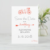 Moderne casual tandem fietsbruiloft save date save the date (Staand voorkant)