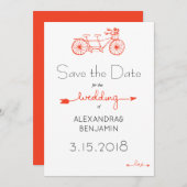 Moderne casual tandem fietsbruiloft save date save the date (Voorkant / Achterkant)
