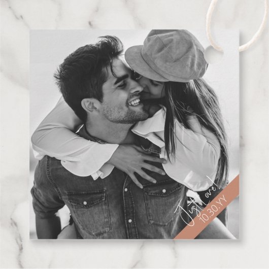 Moderne Casual Terra Cotta bruiloft Bedankjes Labels (Achterkant)