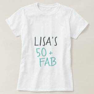 Moderne Casual Turquoise Black 50 Fabulous Birthda T-shirt