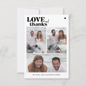Moderne casual typografie 4 fotocollage bruiloft bedankkaart (Voorkant)