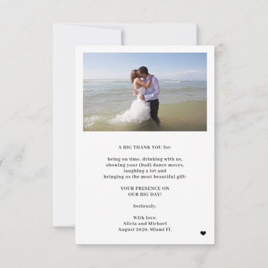 Moderne casual typografie 4 fotocollage bruiloft bedankkaart (Achterkant)