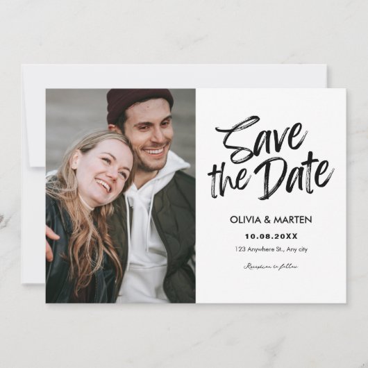 Moderne casual Typografische foto Save The Date (Voorkant)