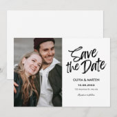 Moderne casual Typografische foto Save The Date (Voorkant / Achterkant)