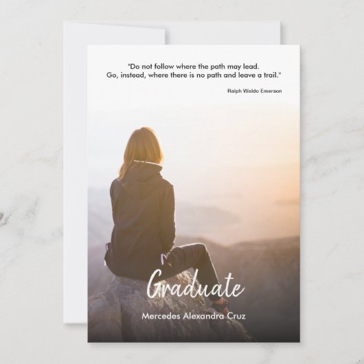 Moderne Casual W/ Foto & Quote Graduation Party Kaart (Voorkant)