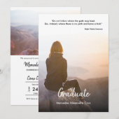 Moderne Casual W/ Foto & Quote Graduation Party Kaart (Voorkant / Achterkant)