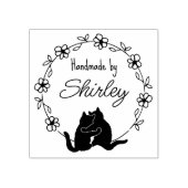 Moderne Cat Logo handgemaakt Rubberstempel (Afrduk)