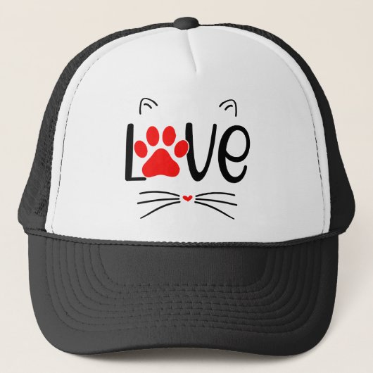 Moderne Cat Lover Paw Print Trucker Pet (Voorkant)