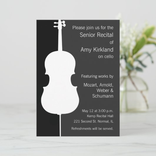 Moderne cello overweging kaart (Staand voorkant)