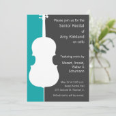 Moderne cello overweging uitnodiging - Blauw (Staand voorkant)