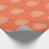 Moderne centrale kat, koraal Sinaasappel en wit Cadeaupapier (Hoek)