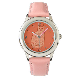 Moderne centrale kat, koraal Sinaasappel en wit Horloge