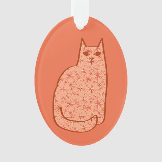 Moderne centrale kat, koraal Sinaasappel en wit Ornament (voorkant)
