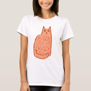 Moderne centrale kat, koraal Sinaasappel en wit T-shirt