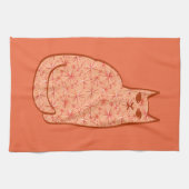Moderne centrale kat, koraal Sinaasappel en wit Theedoek (Horizontaal)