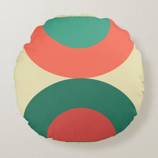 Moderne centrale koraalmint T Rond Kussen (Voorkant)