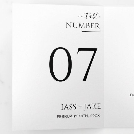 Moderne ceremonie bruiloft feest diner liefdevolle drieluik uitnodiging (Binnenzijde eerst)