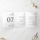 Moderne Ceremonie Trouwfeest Diner Lieve Herinneri Drieluik Uitnodiging (Binnen)