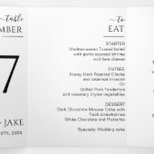 Moderne Ceremonie Trouwfeest Diner Lieve Herinneri Drieluik Uitnodiging (Binnenkant midden)