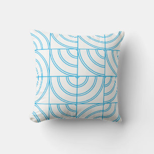 Moderne Ceruleanblauwe Abstracte Geometrische Worp Kussen