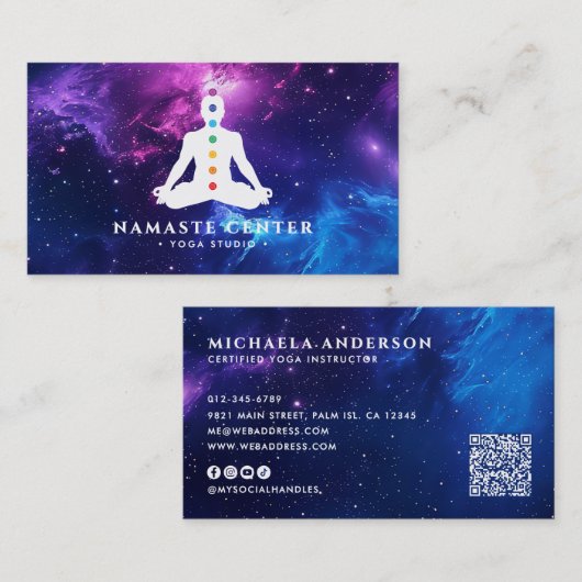 Moderne Chakra Heling/Meditatie Socials & QR Code Visitekaartje (Voorkant / Achterkant)