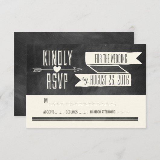 MODERNE CHALKBOARD BRUILOFT REACTIE KAART (Voorkant / Achterkant)