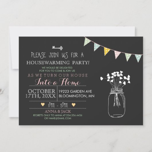 Moderne Chalkboard Housewarming Uitnodiging (Voorkant)
