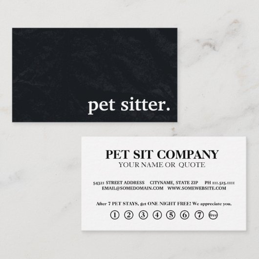 Moderne Chalkboard huisdier oppas. Loyaliteit Kaar Visitekaartje (Voorkant / Achterkant)