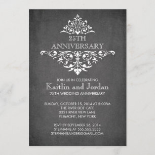 Moderne Chalkboard Vlourish Jubileum Party Kaart