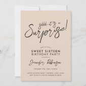 Moderne champagne foto verrassing zoet 16 kaart (Voorkant)