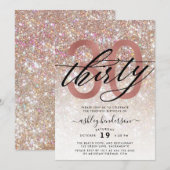 Moderne Champagne Glitter 30e verjaardag Kaart (Voorkant / Achterkant)