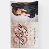 Moderne Champagne Glitter 30th Birthday Foto  Spandoek (Verticaal)