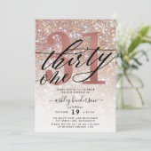 Moderne Champagne Glitter 31e verjaardag uitnodigi Kaart (Staand voorkant)