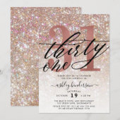 Moderne Champagne Glitter 31e verjaardag uitnodigi Kaart (Voorkant / Achterkant)