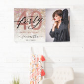 Moderne Champagne Glitter 40th Birthday Foto Spandoek (Insitu)