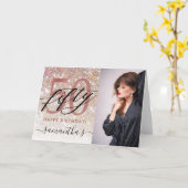 Moderne Champagne Glitter 50e verjaardag foto Kaart (Gele Bloem)