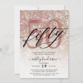 Moderne Champagne Glitter 50th Birthday Kaart (Voorkant)