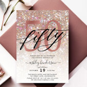 Moderne Champagne Glitter 50th Birthday Kaart