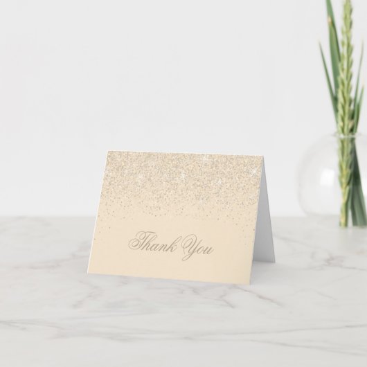 Moderne Champagne Glitter Bedankkaartjes Bedankkaart (Voorkant)